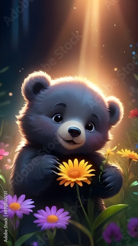 Cute baby bear in the jungle, Cute animals, Cartoon bears, Cute bear for mobile wallpaper, Mobile wallpapers