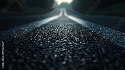 Wet Asphalt Road in the Dark.