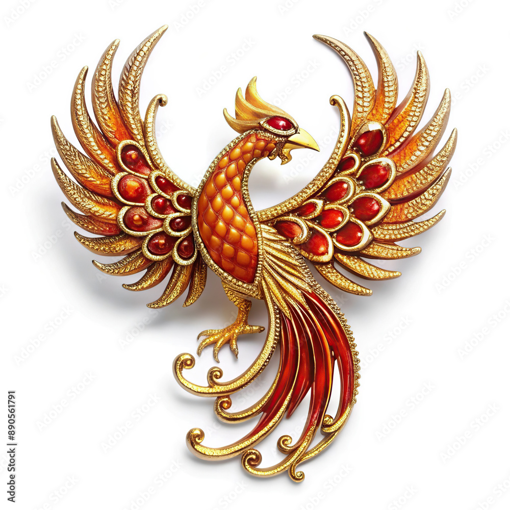 Phoenix bird brooch, a symbol of rebirth and immortality Phoenix bird brooch, a symbol of rebirth and immortality