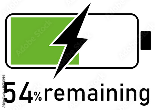 Free Download illustrated in bold, white letters against a solid white  background. Below these letters is a green battery icon showcasing only 54% power remaining. - GFXLoad