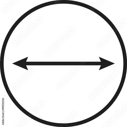 circle diameter icon vector black and white, minimalist style.Eps10, vector
