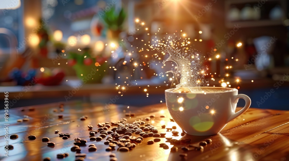 Hot coffee cup, steam rising, Hot coffee cup, steam rising,
