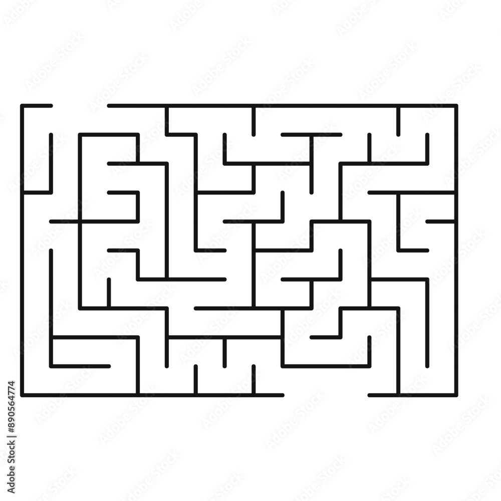 Maze shape design element. There is one entrance and exit and one correct path, but many paths lead to dead ends Maze shape design element. There is one entrance and exit and one correct path, but many paths lead to dead ends