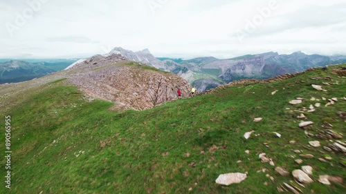 Trekking in the Aragon Pyrenees: A Father and Son Climbing Aguerri Peak, Facing Challenges and Enjoying Majestic Views in an Adventure Captured in Spectacular 4K
 photo