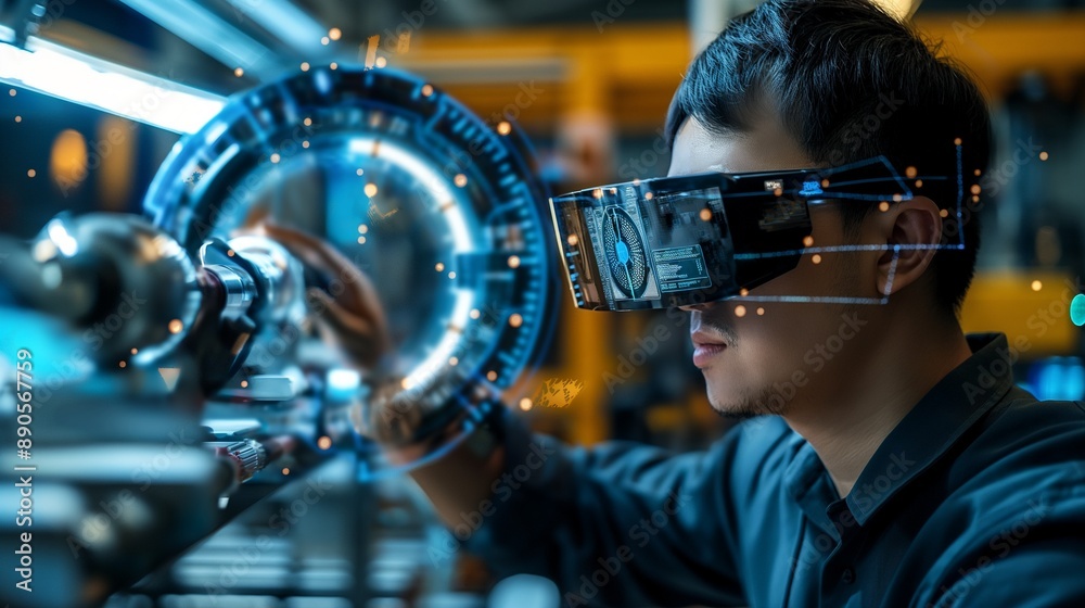 Obraz premium Augmented reality interface, guiding assembly process, digital