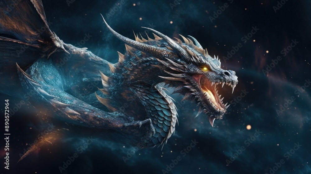 Ferocious Dragon Soaring Through the Cosmos Ferocious Dragon Soaring Through the Cosmos