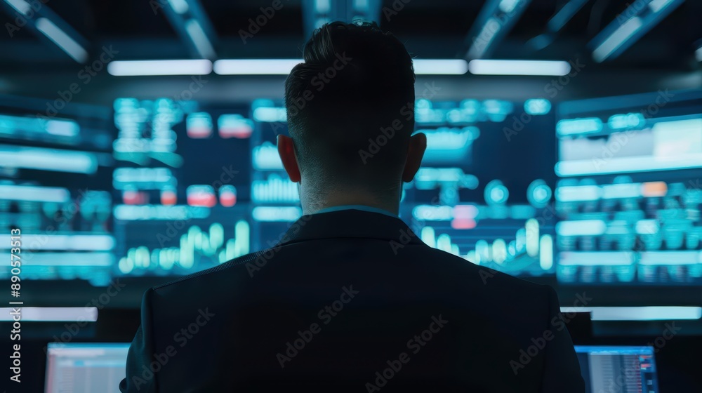 An ultramodern, supernatural scene, with copy space, featuring the full body of a professional real estate agent in a stylish suit An ultramodern, supernatural scene, with copy space, featuring the full body of a professional real estate agent in a stylish suit