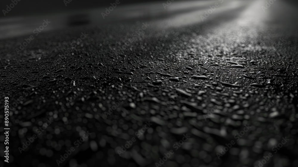 Water Drops on Black Surface.
