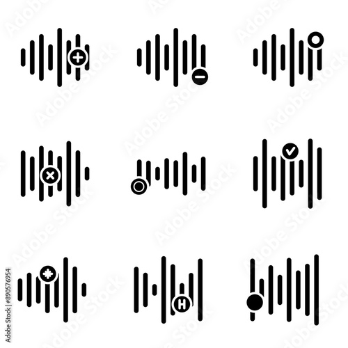 Sound wave. Music waves, digital sound visualization. Simple media equalizer, sound track, vector