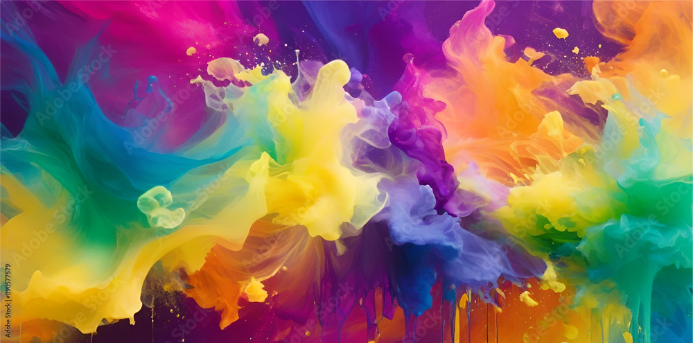 Obraz premium Vibrant Explosion of Colourful Ink in Water Abstract Artistic Background