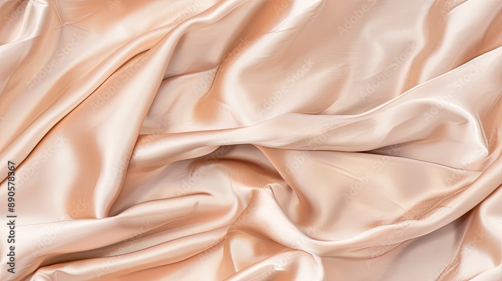 A close up image of creamy white satin fabric with soft, smooth folds and wrinkles A close up image of creamy white satin fabric with soft, smooth folds and wrinkles