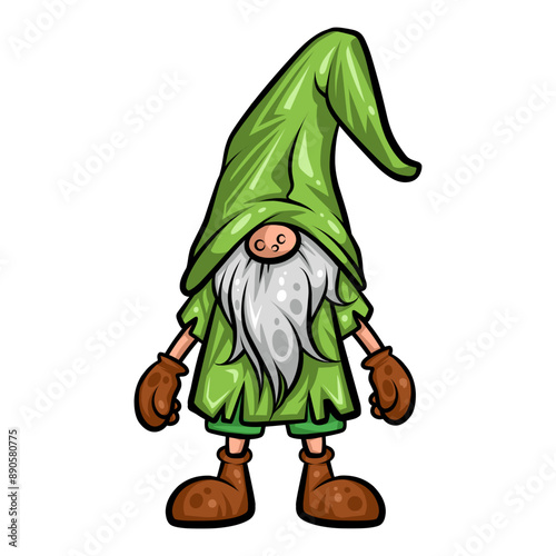 Gnome images, cute, bright colors On the white background Is a cute cartoon vector image