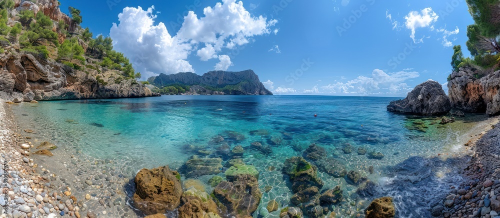 Fototapeta premium Serene Secluded Cove with Crystal Clear Waters