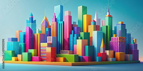 modern cityscape with abstract geometric shapes and bright colors, abstract, Constructivist, metropolis, architecture, design