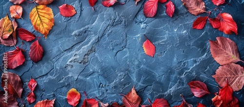 Autumn Leaves on a Dark Slate Background