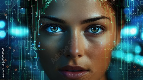 Woman with Futuristic Technology