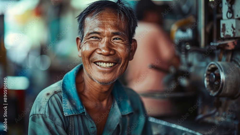 Obraz premium happy laboor day worker smiles for the camera