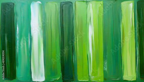 Texture of combination on abstract vertical lines in the following colors - avocado green, iguana green, light frog green and caribbean green, painting