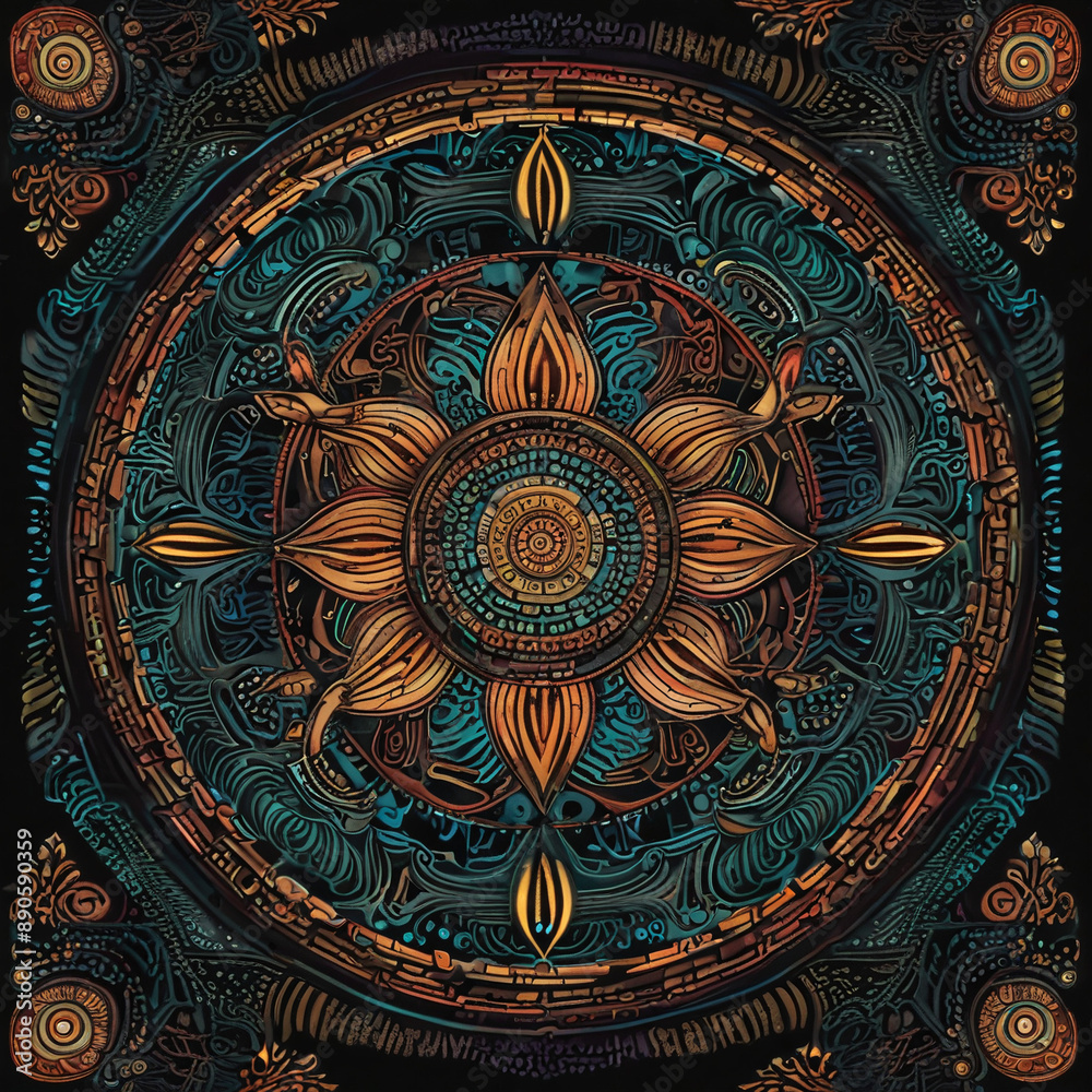 Obraz premium multi-colored, symmetrical ornament in African style