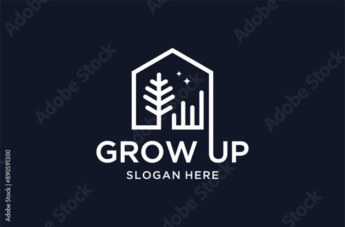 grow up real estate business logo design premium vector