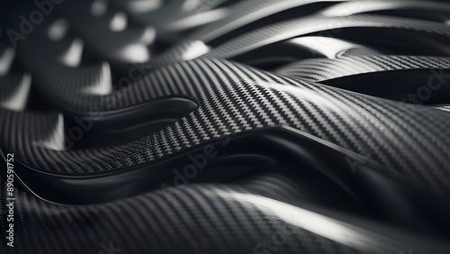 Close up of carbon fiber composite material, industrial background. 3d rendering.