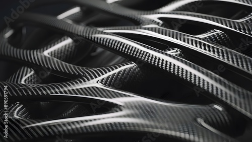 Close up of carbon fiber composite material, industrial background. 3d rendering. photo