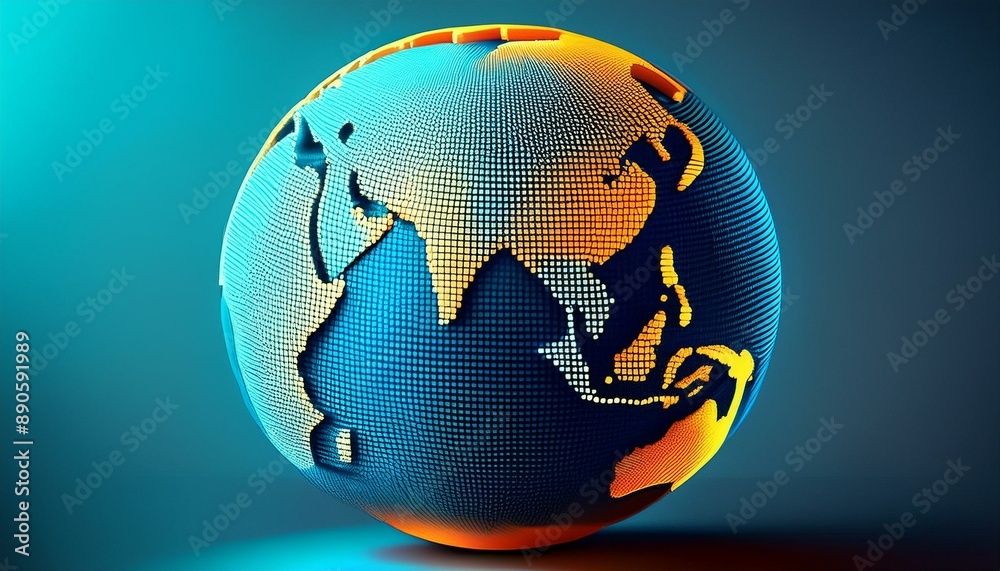 Celestial Globe: Earth's Radiance on a Blue Canvas Celestial Globe: Earth's Radiance on a Blue Canvas