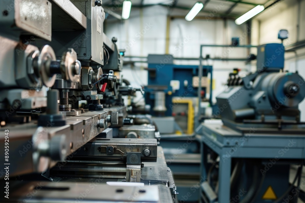  A workshop with machinery that has proper guards and safety devices to prevent accidental contact