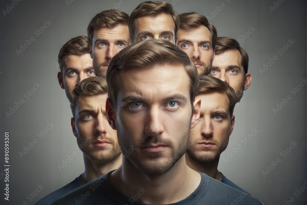 Human heads as a symbol of the split consciousness of a criminal, liar or schizophrenic. Human heads as a symbol of the split consciousness of a criminal, liar or schizophrenic.