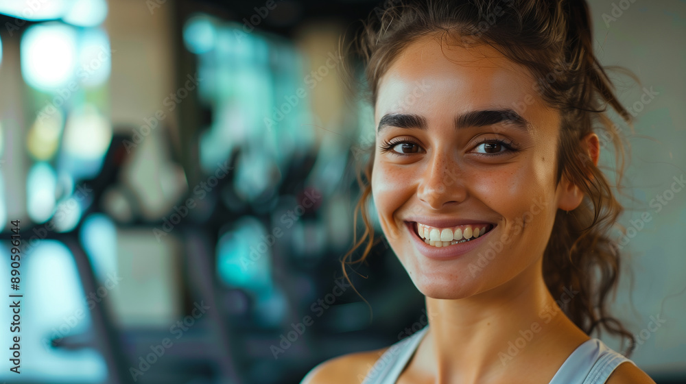 Fototapeta premium Young Woman Smiling in Gym