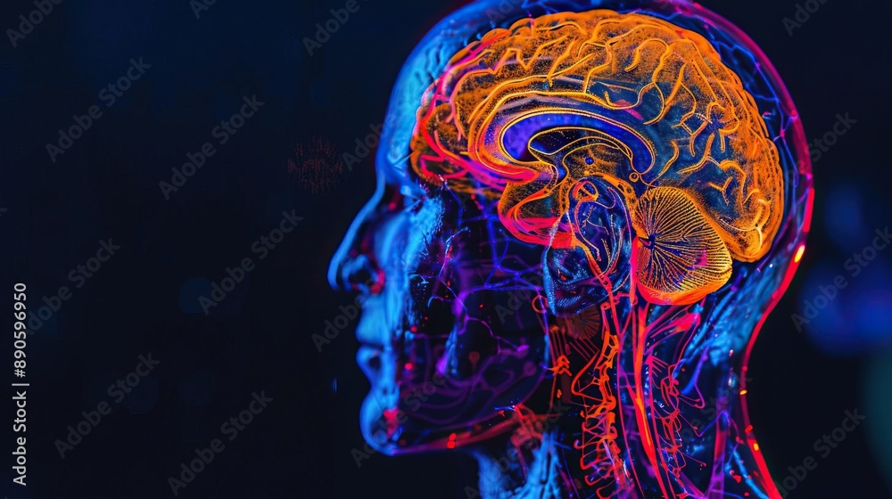 Vivid MRI image of a human head Vivid MRI image of a human head