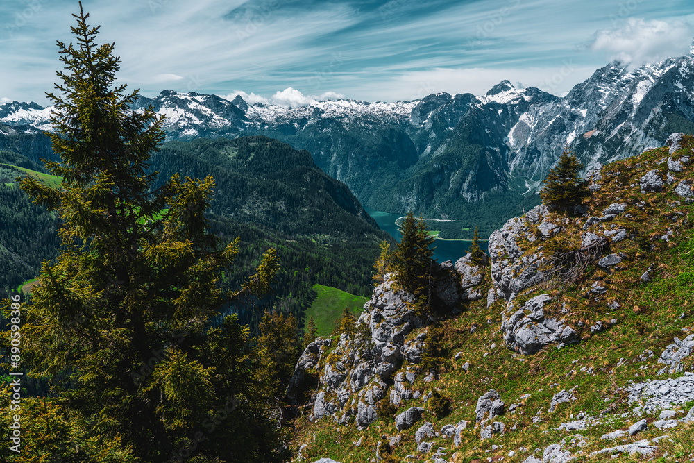 View of Lake Königssee in Bavaria, Germany. View of Lake Königssee in Bavaria, Germany.