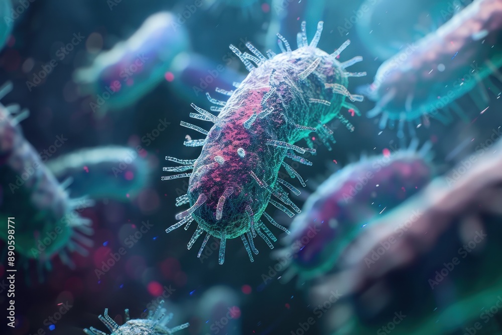 Beautiful illustration of bacteria or virus view under microscope, virus infection concept Beautiful illustration of bacteria or virus view under microscope, virus infection concept