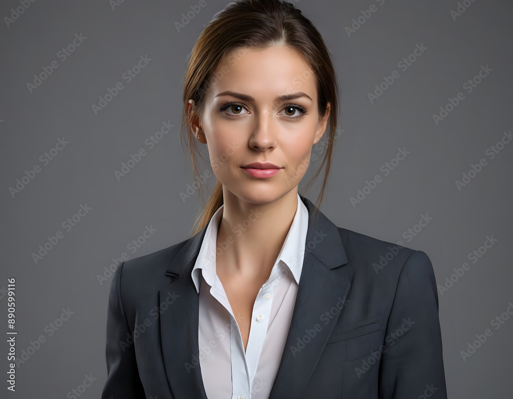 Portrait of a young woman in a business dress. Portrait of a young woman in a business dress.