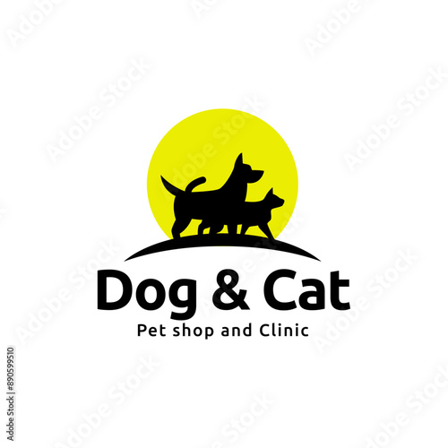 Dog and cat logo design. pet care concept element