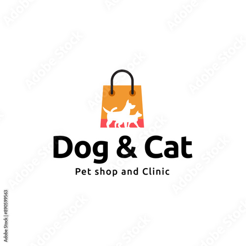 Dog and cat logo design. pet care concept element