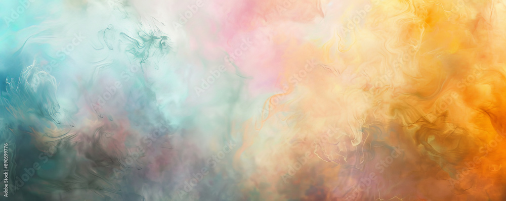 Abstract misty fog of various colors softly envelops a bright background, blending seamlessly to create a mystical and otherworldly atmosphere. Abstract misty fog of various colors softly envelops a bright background, blending seamlessly to create a mystical and otherworldly atmosphere.