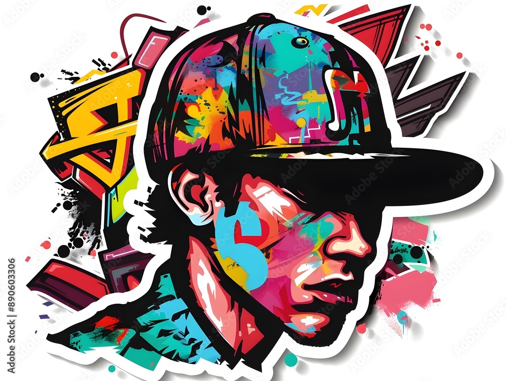 Fototapeta premium Stylish Streetwear Graffiti Sticker Design for Apparel and Merchandise