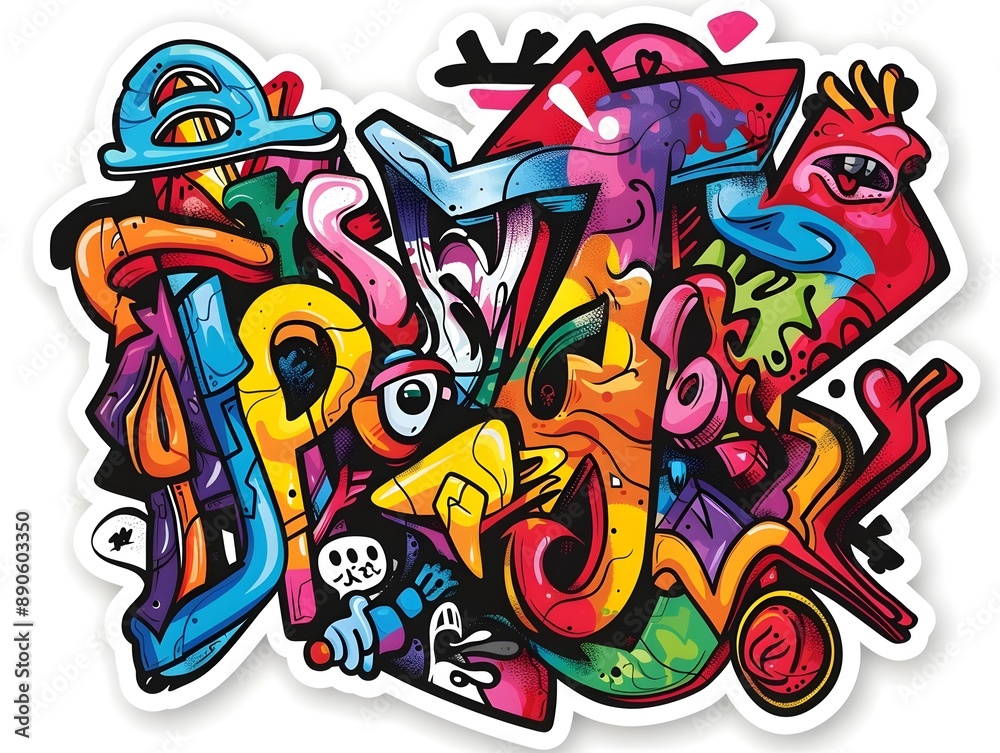 Stylish Streetwear Graffiti Sticker Design for Apparel and Merchandise Stylish Streetwear Graffiti Sticker Design for Apparel and Merchandise