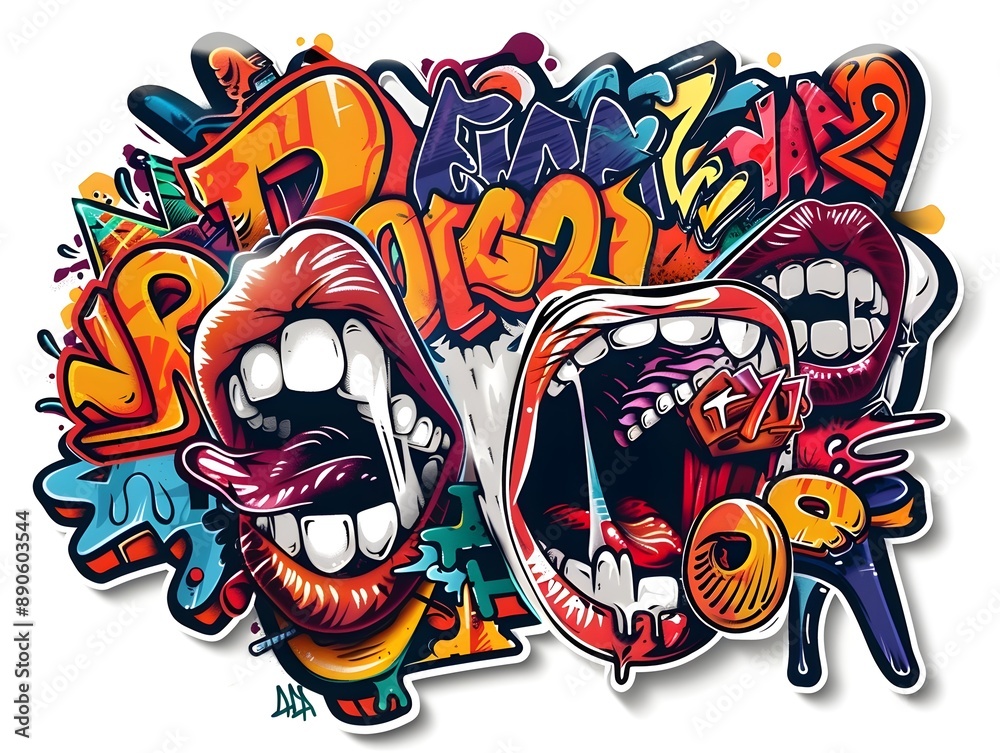 Naklejka premium Stylish Streetwear Graffiti Sticker Design for Shirt and Apparel
