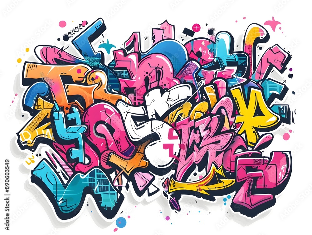 Naklejka premium Stylish Streetwear Graffiti Sticker Design for Shirt and Apparel