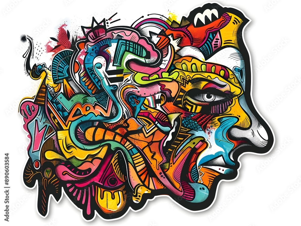 Fototapeta premium Stylish Streetwear Graffiti Sticker Design for Shirt and Apparel