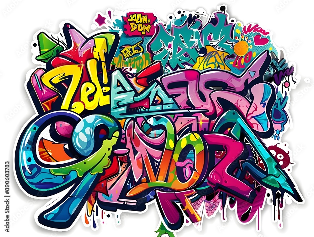 Stylish Streetwear Graffiti Sticker Design for Shirt or Wall Decor Stylish Streetwear Graffiti Sticker Design for Shirt or Wall Decor