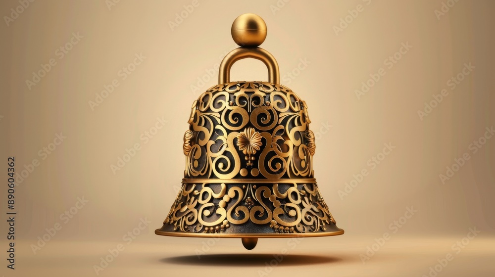 Golden Bell with Ornate Design. Golden Bell with Ornate Design.