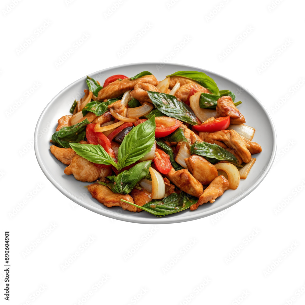 Pad Kra Pao Basil Stir-Fry, transparent background Pad Kra Pao Basil Stir-Fry, transparent background