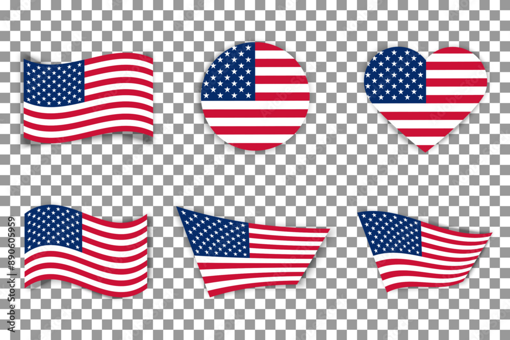 USA flag icons vector set. United States of America flat badges .Flag of usa vector flat symbol collection .USA flag labels set. Set of American flag icons isolated on transparent background. USA flag icons vector set. United States of America flat badges .Flag of usa vector flat symbol collection .USA flag labels set. Set of American flag icons isolated on transparent background.