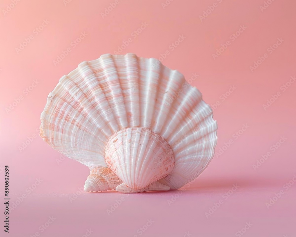 Minimalist image of white seashell against soft pink background. Perfect for beach-themed design, invitations, and decor inspiration. Minimalist image of white seashell against soft pink background. Perfect for beach-themed design, invitations, and decor inspiration.