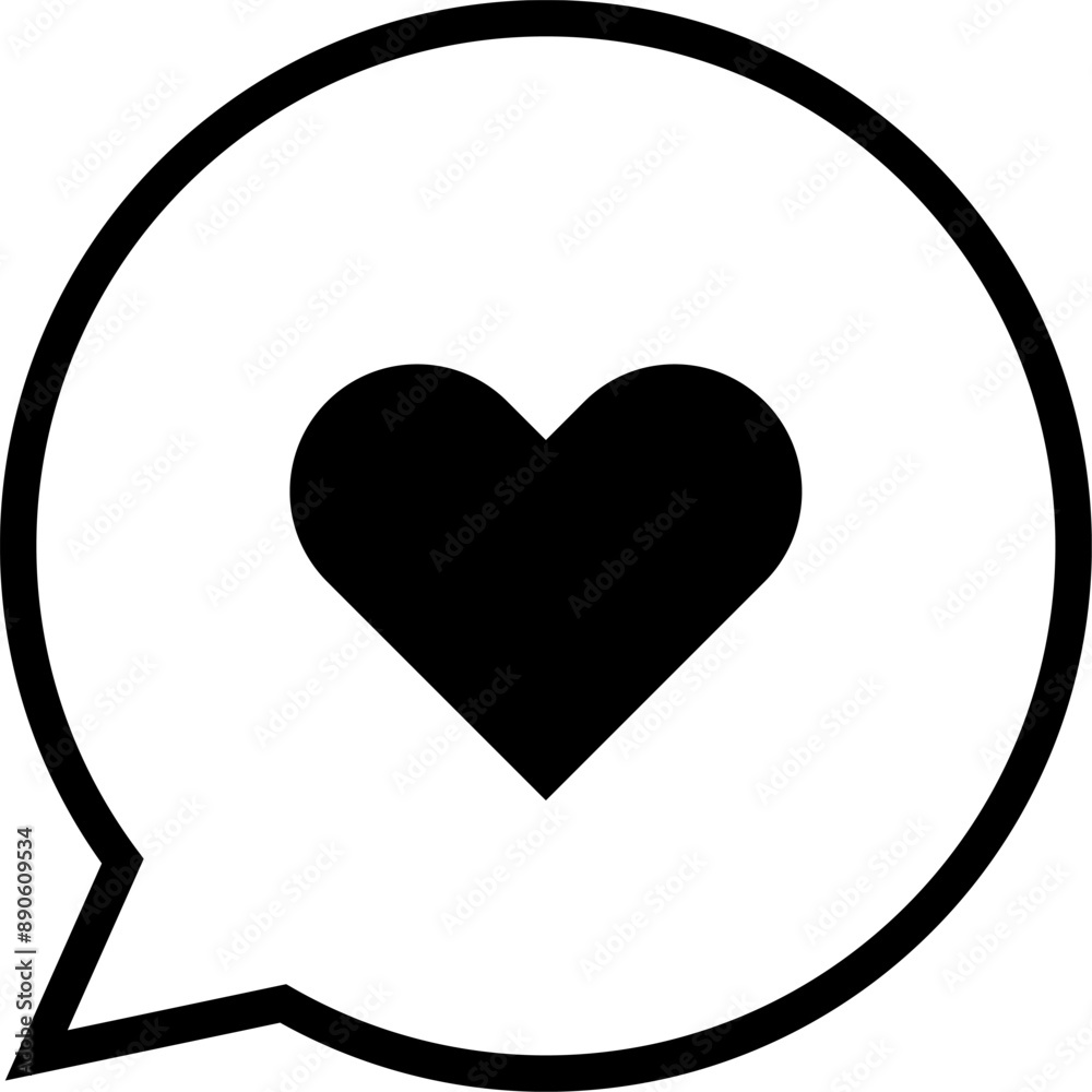 Speech bubble icon with heart icon illustration. Speech bubble icon with heart icon illustration.
