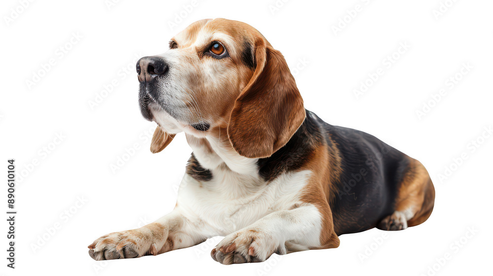 Growling Beagle isolated on a pure white background