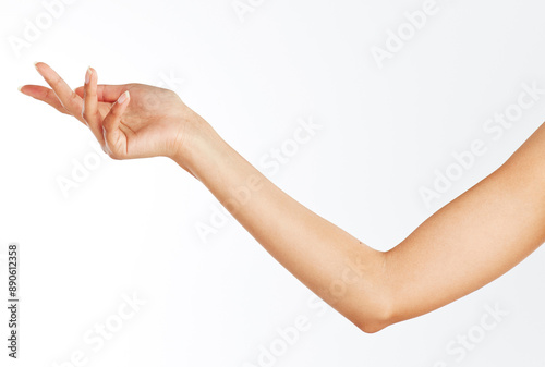 Canvastavla Hand, manicure and open in studio for skincare, manicure or results for mockup space by white background